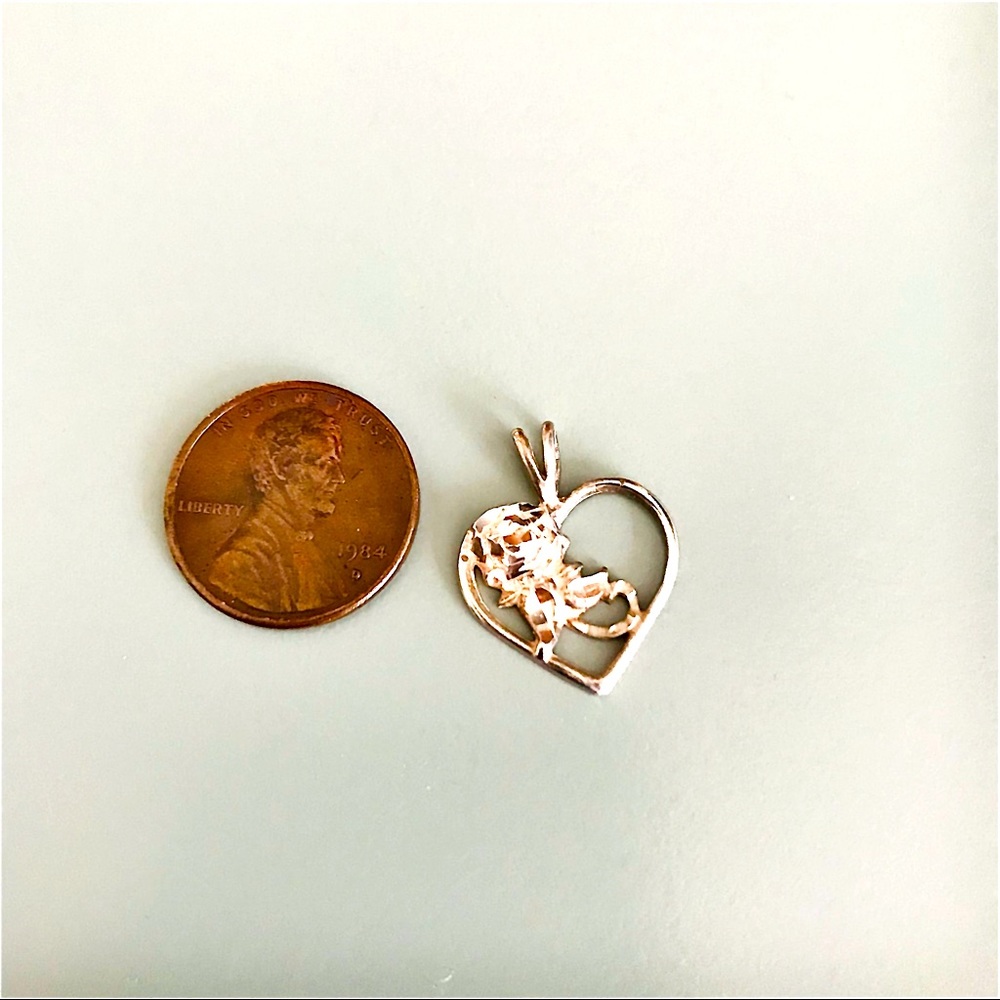 Silver heart with rose Pendant
